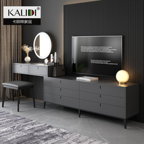 Dressing table TV cabinet integrated bedroom Nordic modern simple multifunctional small apartment with lamp storage cabinet makeup table