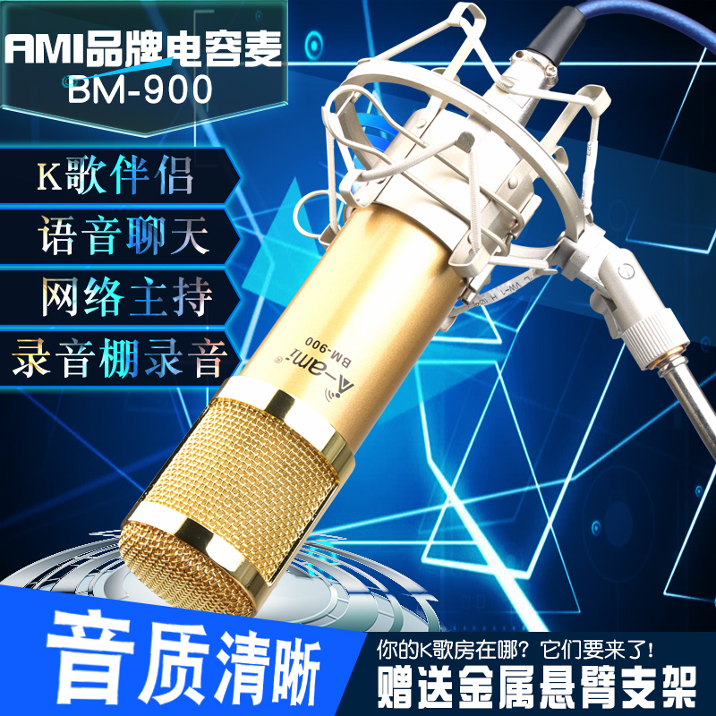 AMI BM-900 Vibrating Membrane Capacitive Microphone for Hosting K Song Recording and Internal and External Sound Card