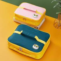 Childrens lunch box handbag with rice canvas bag insulation waterproof bento bag aluminum foil thickened student lunch box bag flat