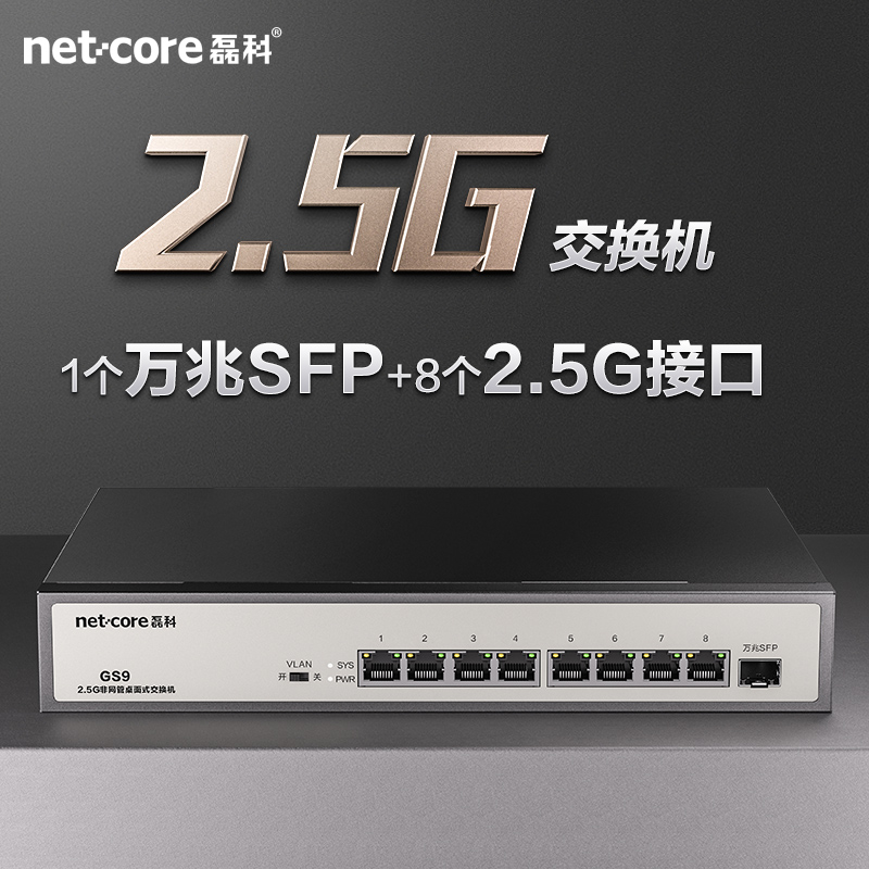 netcoreڿ8 2.5G 10G SFP֧¼ҵVLANǧ׼ð߷弴GS9