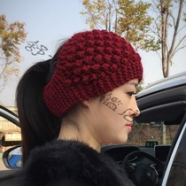 Autumn and winter new hand-knitted warm ear protection wool wide hair band hair hoop headgear female Korean pineapple hair band