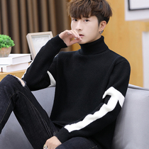 Turtleneck sweater mens 2021 new sweater color Korean version slim thick warm lapel clothes winter fashion trend