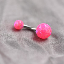 925 sterling silver hypoallergenic pink opal navel nail Europe and America sexy fashion belly button ring