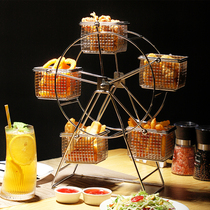 Stainless steel storage fries basket Food basket creative ornaments decorative rotating rack Buffet snack basket dessert frame
