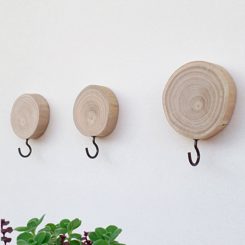 原创木艺北欧美式乡村复古实木创意手工简约装饰挂钩强力粘钩壁挂