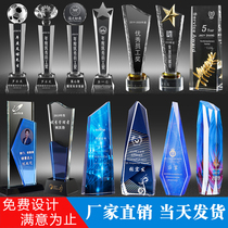 Crystal trophy custom-made recognition souvenir Thumb authorization plate Medal Five-pointed star trophy lettering production