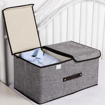 Clothing cotton and linen storage box fabric finishing box double cover moisture-proof underwear storage box folding wardrobe storage box