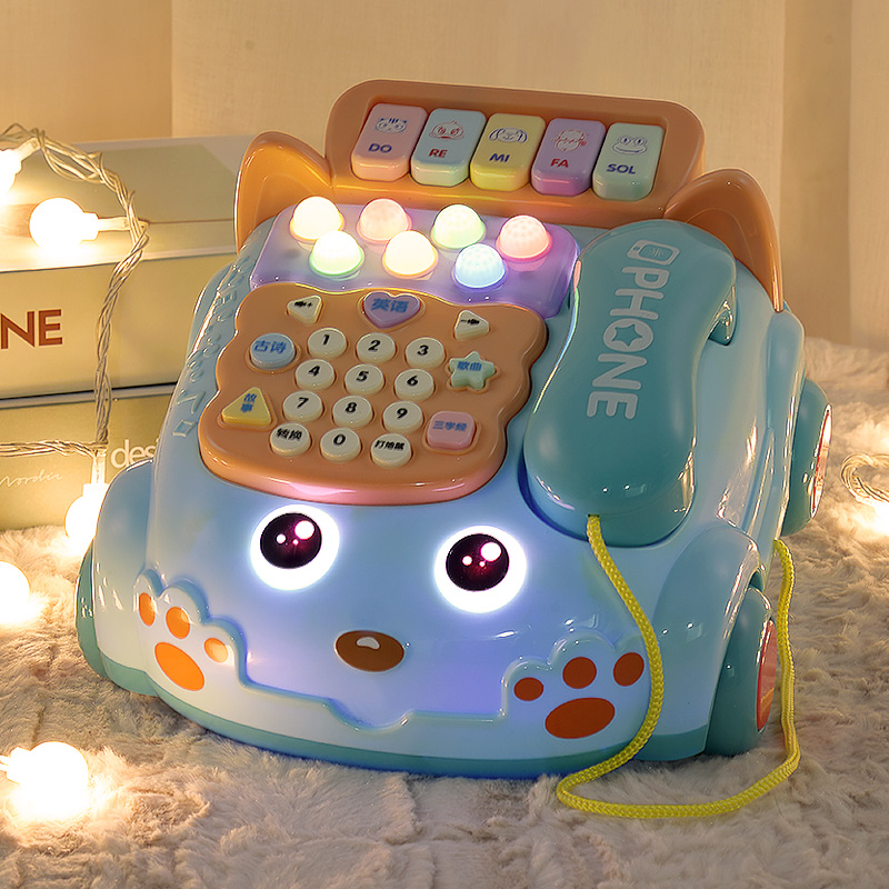 Baby and children's toy simulation telephone landline, baby boy music, mobile phone, early education, 1 year old, 2 little girls