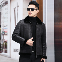 Leather leather clothing mens sheepskin wool one-piece coat autumn and winter new sheep shearing leather jacket jacket short wool fur