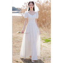 White Bridesmaid Service Summer Advanced Sensory registration Engagement Evening Gown you can normally wear a French dress with a long dress