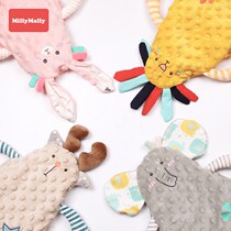 New baby accompanied by sleeping towel doll can nibble with paparazzi bean suede toy baby to appease plush grip