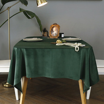 Dark green high-grade gold suede tablecloth light luxury high-grade Nordic American retro dining table fabric rectangle