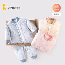 Tong Tai baby jumpsuit autumn and winter thickened cotton men and women Baby Cotton clothes children stand collar cross cotton climbing suit