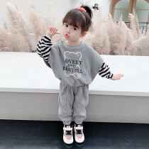 Girl Net red set 2021 new spring and autumn children Foreign style two-piece clothes children fashionable women baby autumn clothes