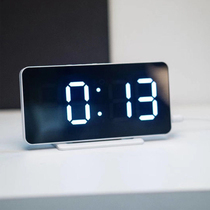 Ultra-thin large screen LED mirror wall clock USB plug-in simple student bedside bedroom digital snooze alarm clock