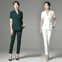 White blazer womens summer thin short-sleeved formal suit suit black professional high-end sense of the top