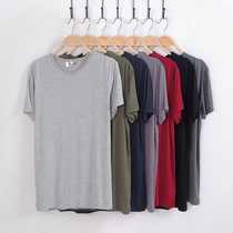 Mens short-sleeved Modal mens pajama tops T-shirt loose thin cotton home single piece home extra large plus fat autumn