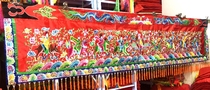 Traditional red satin cloth embroidery eight immortals colored eyebrows Festive banner No Jinyu Mantang universal temple Household