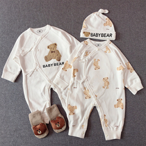 Newborn one-piece clothes pure cotton without bone spring and summer with baby long sleeves clothes newborn baby monk in autumn