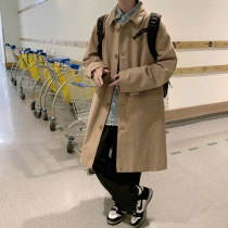 Long trench coat men 2021 Spring and Autumn New Harbor style coat ins Tide brand Youth wild handsome coat
