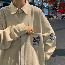 Small Devil Light Core Suede Shirt Man Spring Autumn Season Fashion High Street Fashion High Street Long Sleeve Blouse with loose Yuppie Handsome Coat