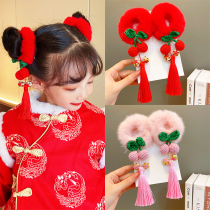 2021 new winter cherry tassel terry children girls baby girls little girl hair accessories headdress hair ring cute