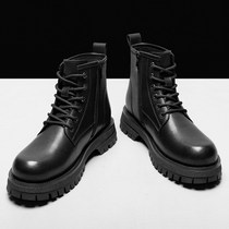 Tide brand Martin boots mens 2021 autumn and winter help English style retro leather Tide mens shoes high-top tooling boots