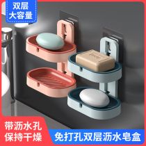 Free punch soap toilet wall-mounted with adhesive hook xiang zao jia bathroom shelf creative double drain rack sub-