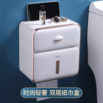 Net celebrity toilet tissue box Toilet pumping paper box roll paper hanger Punch-free toilet waterproof toilet paper holder