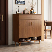 Modern Chinese solid wood color small house shoe cabinet home door outside entrance balcony Hall large capacity locker