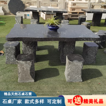  Stone table Stone stool Outdoor balcony Courtyard Stone table and chair Marble stone round table Rectangular Granite stone table