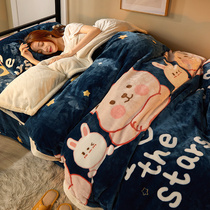 Coral velvet flange milk lint sheets quilt cover three-piece set student dormitory bedding bedroom single bed girl