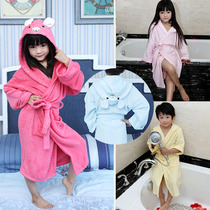 Bamboo Fiber Children Bathrobe Boys Girls Lovely Bathroom Towels Cape Spring and Autumn Towels with Hat Suitable Bathroom