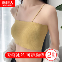 Ice silk seamless underwear womens summer thin bra sling beauty back hairdressing chest anti-light small vest girl breast wrap student