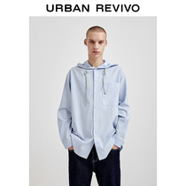 UR2021 Autumn Winter New Mens Fashion casual stripes loose hooded open shirt MV31S2BE2000