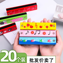 Harmonica Kindergarten Childrens Toys Baby Beginners C- tone playing instruments 16-hole cartoon wooden mouth organ