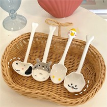 Japanese knock cute cartoon Three-dimensional chincho puppy girl heart ceramic spoon spoon breakfast rice spoon soup home