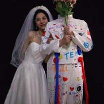 2021 astronaut simulation space suit trend personality graffiti photo studio wedding photography couple shooting photo costume