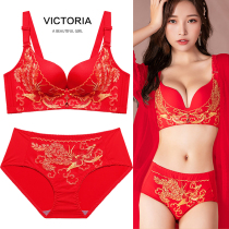 This years red underwear female tiger year no steel ring sexy lace on the collection of auxiliary breast bra bra bra set