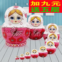 Matryoshka shaking sound ten-layer educational toys hand-painted traditional handicrafts Basswood air-dried 10-layer 08