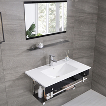  Wall-mounted washbasin Simple hand-washing washbasin Bathroom column washbasin Bathroom bathroom cabinet Ceramic combination