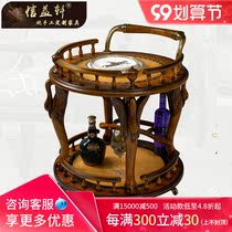 Xinyixuan European large apartment Villa solid wood wine truck luxury restaurant French round dining cart trolley
