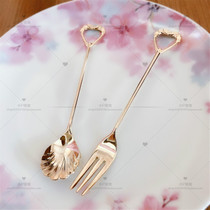 Spot Japan SALUS stainless steel gold plated love shell coffee spoon Fruit fork