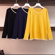 Pregnant womens knitwear autumn 2021 fashion plus size womens mid-pregnancy short model age reduction base shirt fat mm sweater