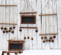 Retro hanging wall ornaments hemp rope pine cone American country creative wall kindergarten area sign hanging