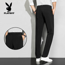 Playboy small trousers mens hanging pants summer Korean version of the trend slim casual pants mens straight suit pants