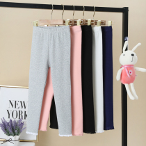 Girl Beats Bottom Pants Spring Style Korean Version Baby White Pure Cotton Elastic Pants Girl Casual Plus Suede 100 Hitch Foot Long Pants