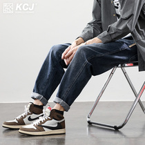 Jeans Men 2022 Summer thin Loose Straight Barrel Casual Long Pants Spring Autumn Tide Card Tooling 90% Pants