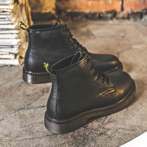 2021 new mid-gang Martin boots male tide British style high-top shoes autumn leather short boots Korean version of Joker tooling