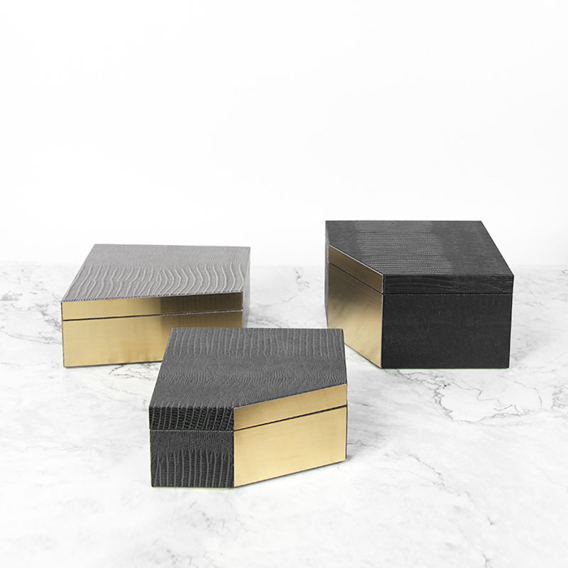 Namu/Simple Light Luxury Metal Leather Jewelry Box Receiving Box Modern Creative Bedroom Arrangements Dressing Table Jewelry